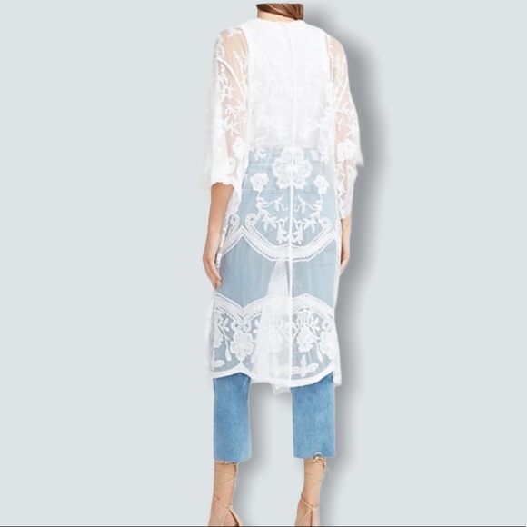 COLLECTION 18 for EXPRESS White Lace Kimono NWT - Picture 6 of 15